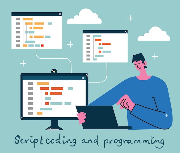 Ilustración de programación y codificación