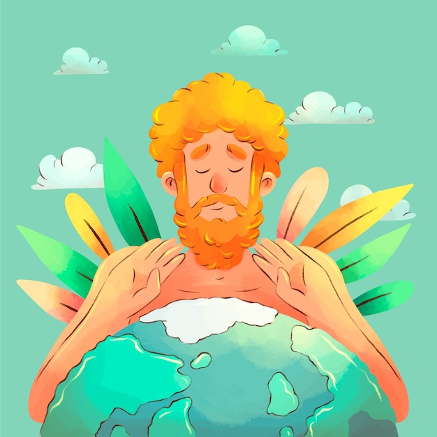 Ilustración de protección del medio ambiente acuarela