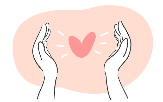 Ilustración de proteger la forma de un corazón con ambas manos