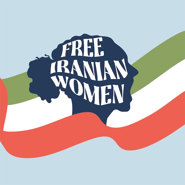 Ilustración de protesta de mujeres iraníes