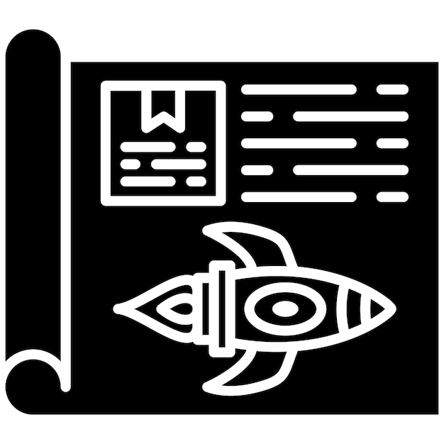 Ilustración de prototipo de glifo en negro sólido