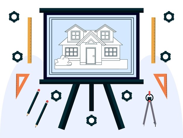Ilustración del proyecto de construcción elegante y hermosa