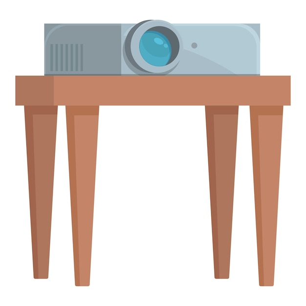 Ilustración de un proyector moderno en un soporte de madera