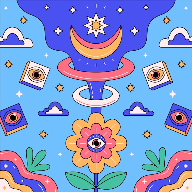 Ilustración psicodélica dibujada a mano