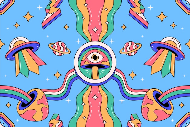 Ilustración psicodélica dibujada a mano
