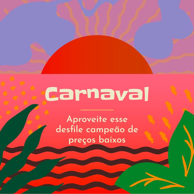 Vector ilustración de publicación promocional tropical de carnaval