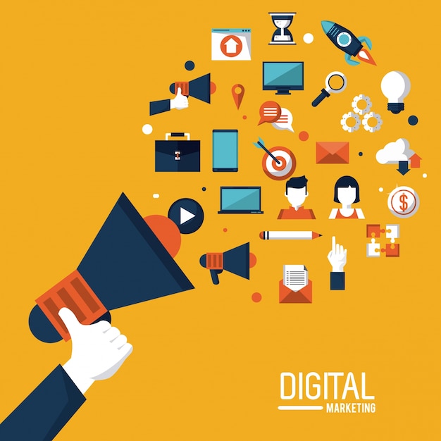 Ilustración de publicidad y marketing digital