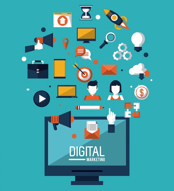 Ilustración de publicidad y marketing digital