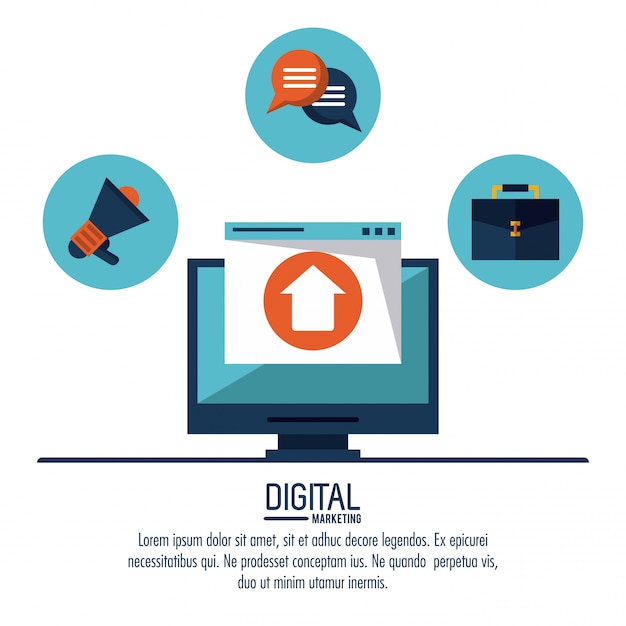 Ilustración de publicidad y marketing digital