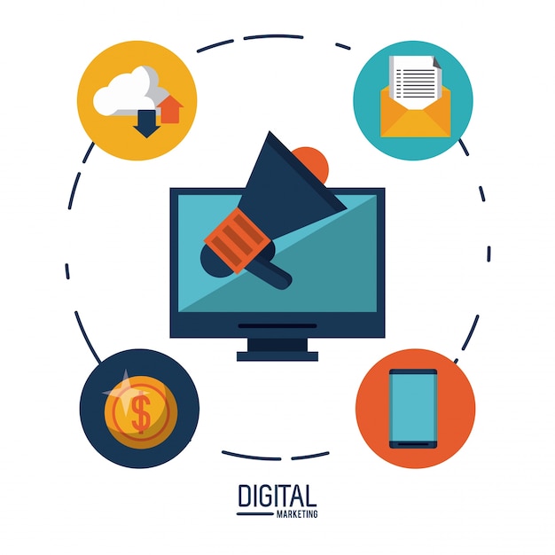 Ilustración de publicidad y marketing digital