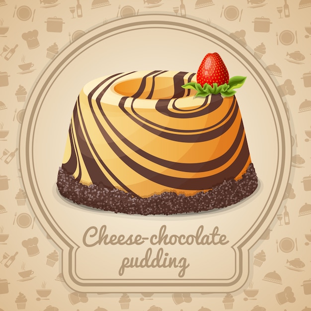 Ilustración de pudín de queso de chocolate