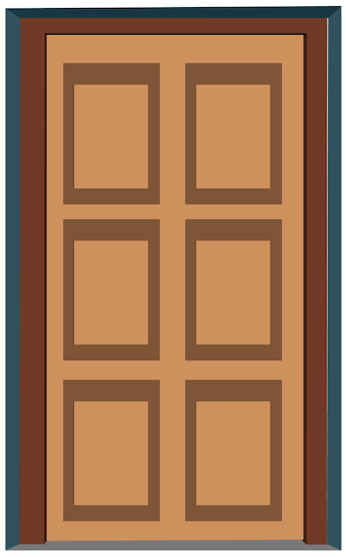 Ilustración de la puerta delantera de madera marrón Vector de la puerta de la casa exterior Icon de la puerta cerrada Vector de dibujos animados