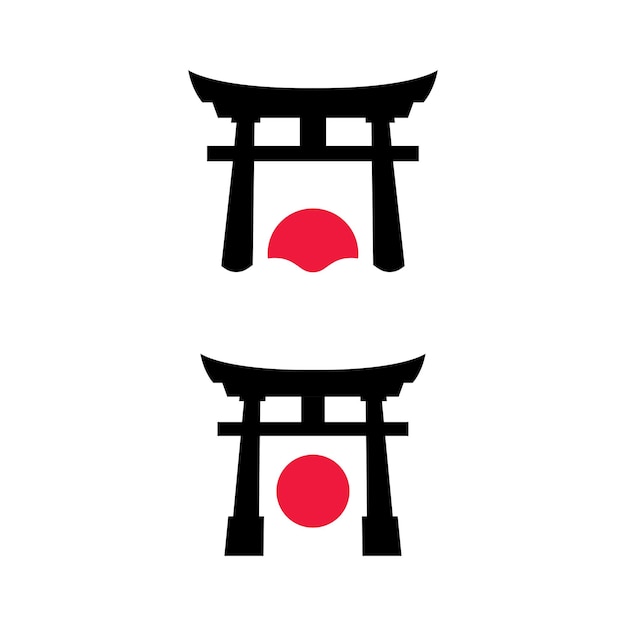 Ilustración de puerta torii japonesa vector de diseño de logotipo de signo de puerta torii simple