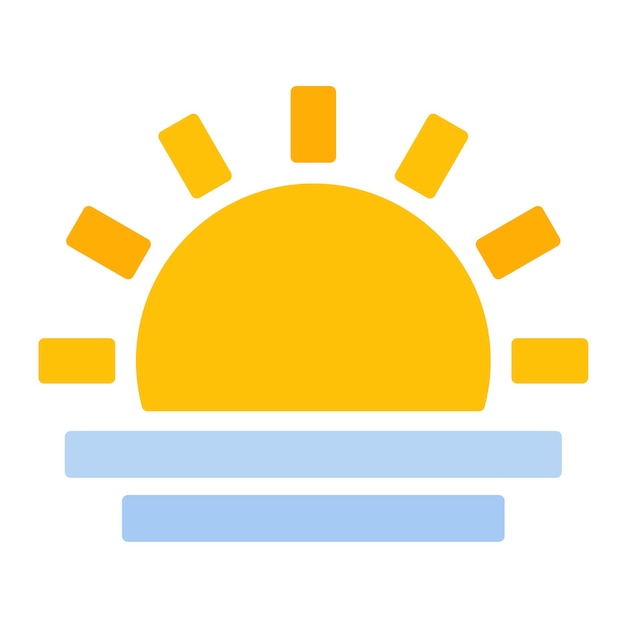 Ilustración de la puesta de sol plana