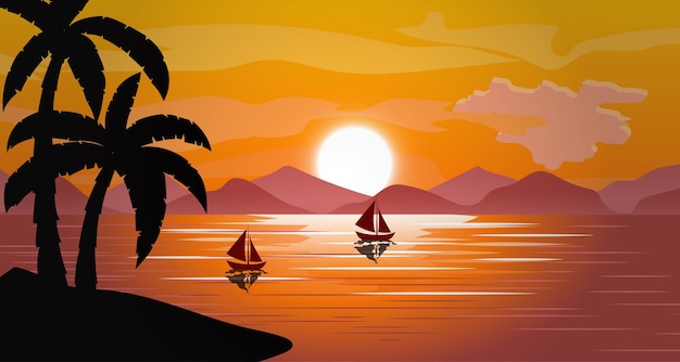 Ilustración de la puesta de sol