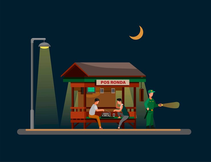 Vector ilustración de puesto de seguridad rural
