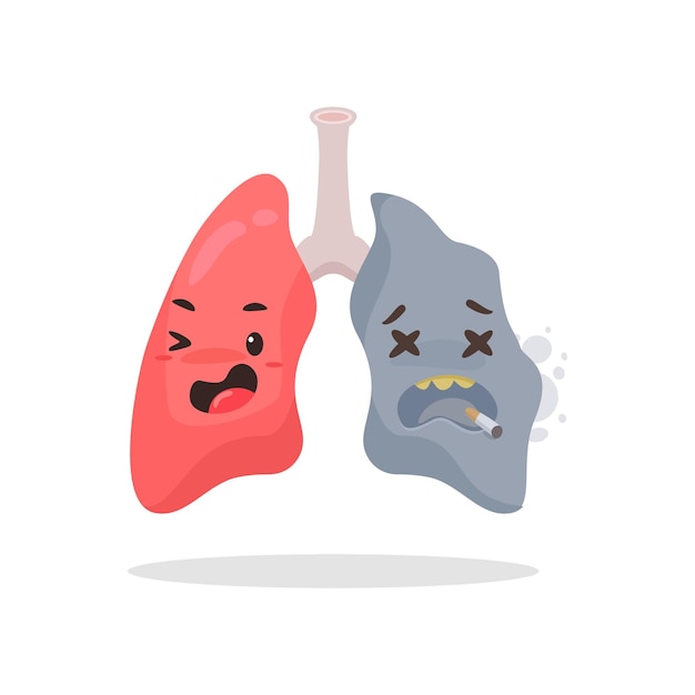 Ilustración de pulmones sanos y pulmones de fumadores vector de símbolos de íconos de salud