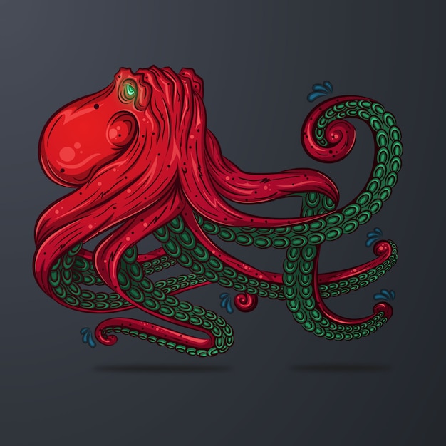 Vector ilustración de pulpo de estilo de dibujos animados