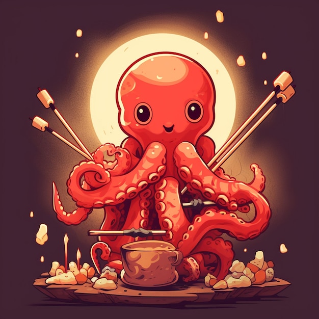 Vector ilustración de un pulpo muy bonito