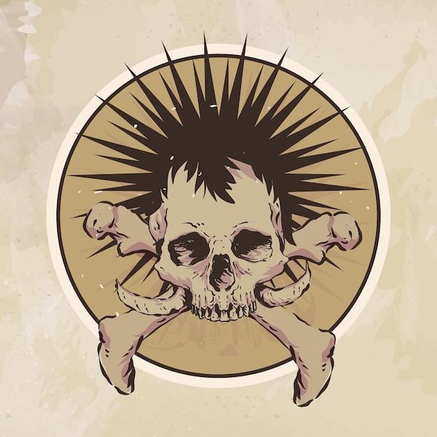 Ilustración de punk crujiente vintage dibujado a mano