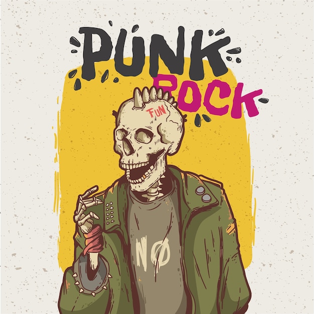 Vector ilustración de punk rock dibujado a mano