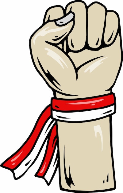 Ilustración del puño del Día de la Independencia de Indonesia