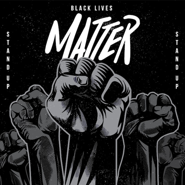 Ilustración de puño levantado de black lives matter