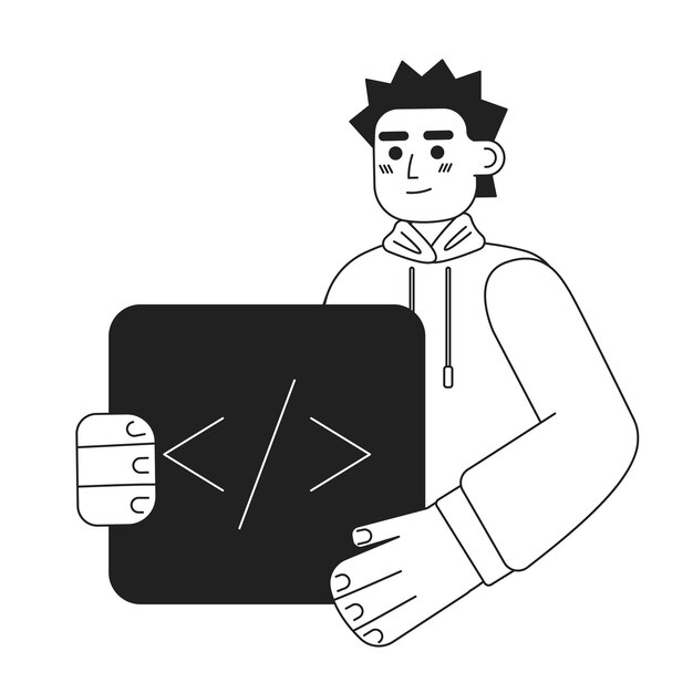 Ilustración de punto de vector de concepto blanco y negro de trabajo de codificador de computadora