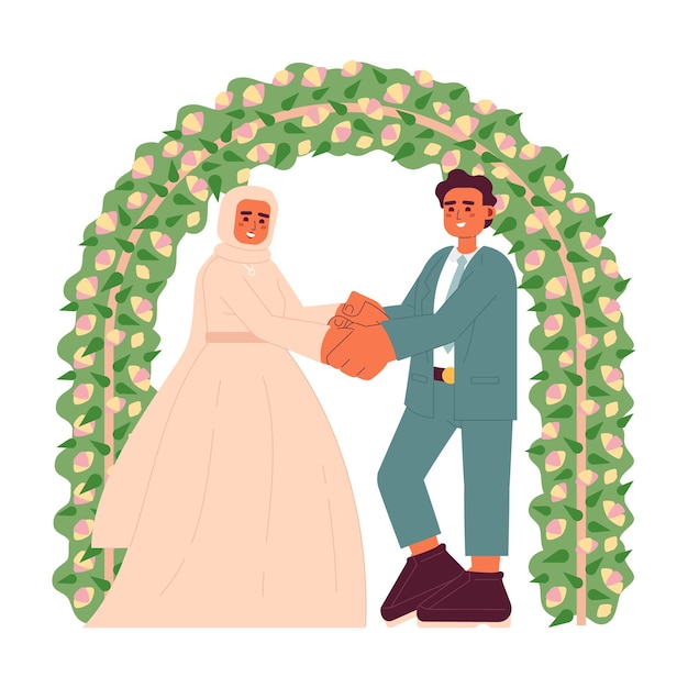 Vector ilustración de punto de vector de concepto plano de boda malaya