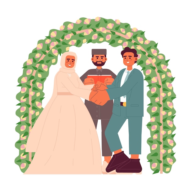 Vector ilustración de punto de vector de concepto plano de ceremonia de nikah