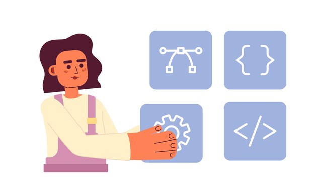 Ilustración de punto de vector de concepto plano de constructor de sitio web
