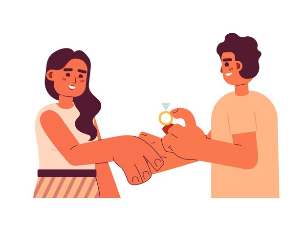 Ilustración de punto de vector de concepto plano de propuesta de matrimonio romántico