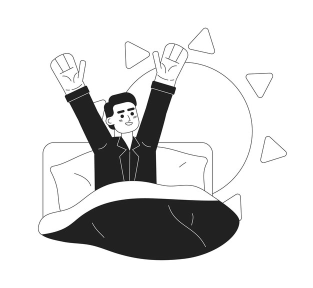 Ilustración de punto vectorial de concepto monocromo de rutina de despertar saludable