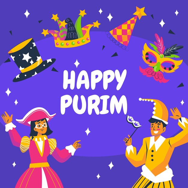 Vector ilustración de purim plana