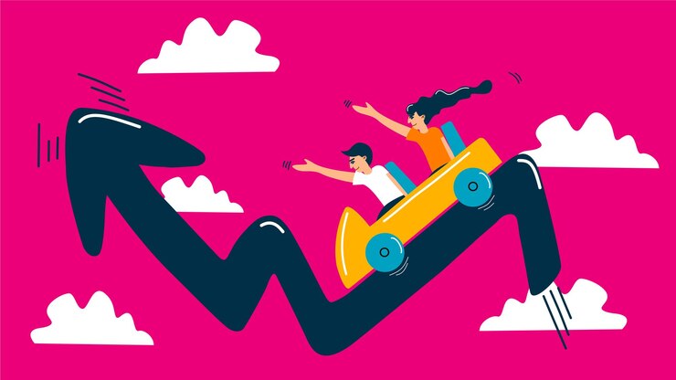 Vector una ilustración que simboliza la volatilidad del mercado bursátil financiero