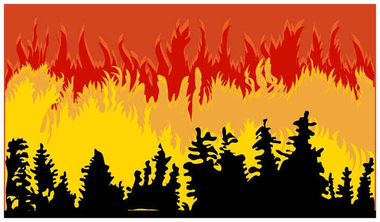 Vector ilustración de una quema sobre un fondo de amarillo y rojo diseño de ilustración de fuego grande y grande