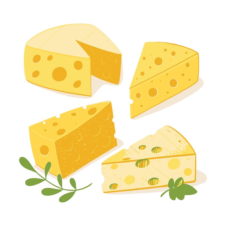 Ilustración de queso de dibujos animados Personaje de queso lúdico en arte vectorial