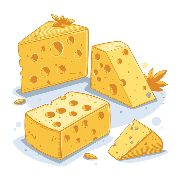 Ilustración de queso de dibujos animados Personaje de queso lúdico en arte vectorial