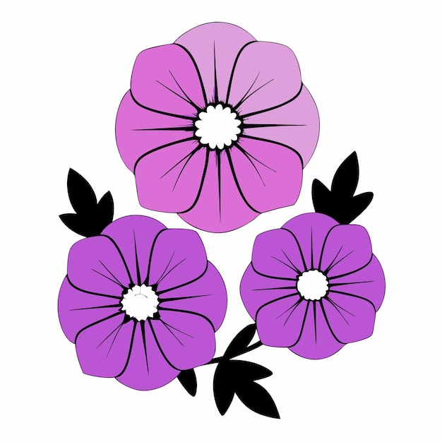 Ilustración de racimo de flores púrpuras Gradiente de sombreado Diseño de primavera