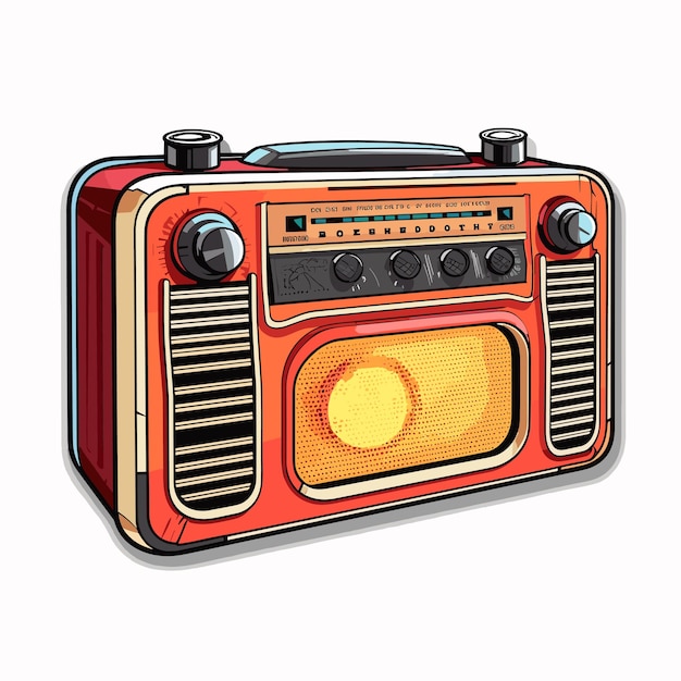 Ilustración de radio antigua de un viejo receptor de radio del siglo