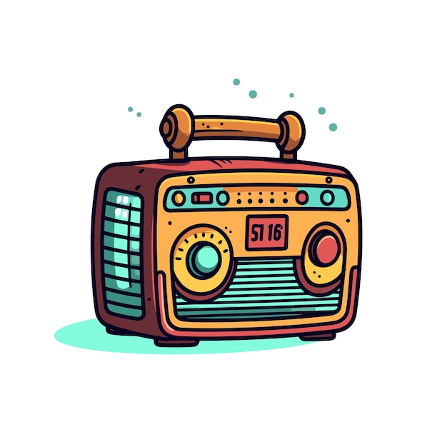 Ilustración de radio antigua de un viejo receptor de radio del siglo pasado