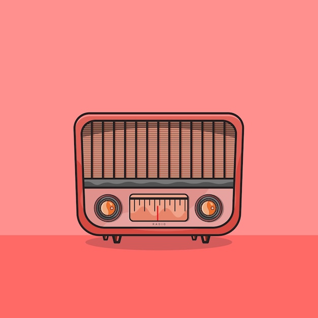 Ilustración de radio retro y arte vectorial