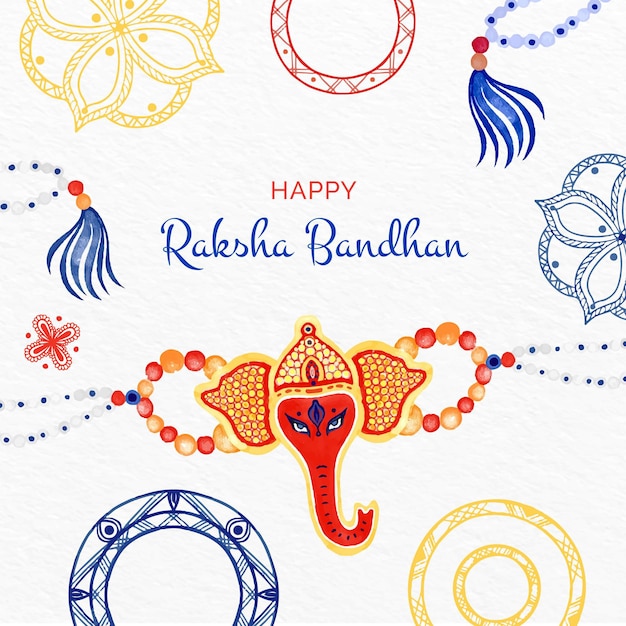 Vector ilustración de raksha bandhan de acuarela pintada a mano