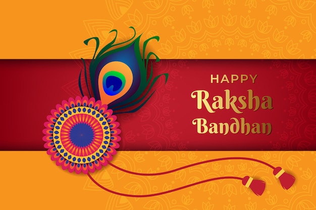 ilustración de Raksha Bandhan, festival indio de celebración de unión de hermano y hermana con decoración