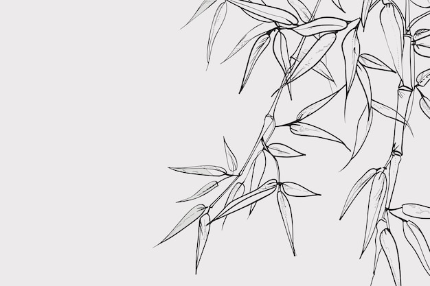 Ilustración con una rama de bambú negra aislada en un fondo blanco