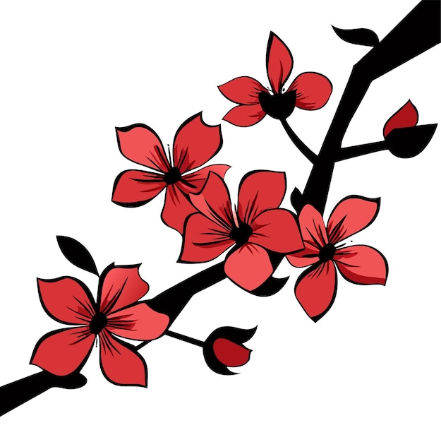 Vector ilustración de la rama de la flor de sakura