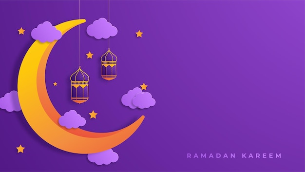 Ilustración de ramadan kareem en estilo papel