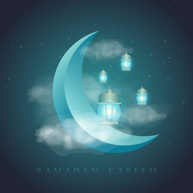 Ilustración de ramadán kareem con luna