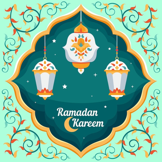 Vector ilustración de ramadan kareem plana