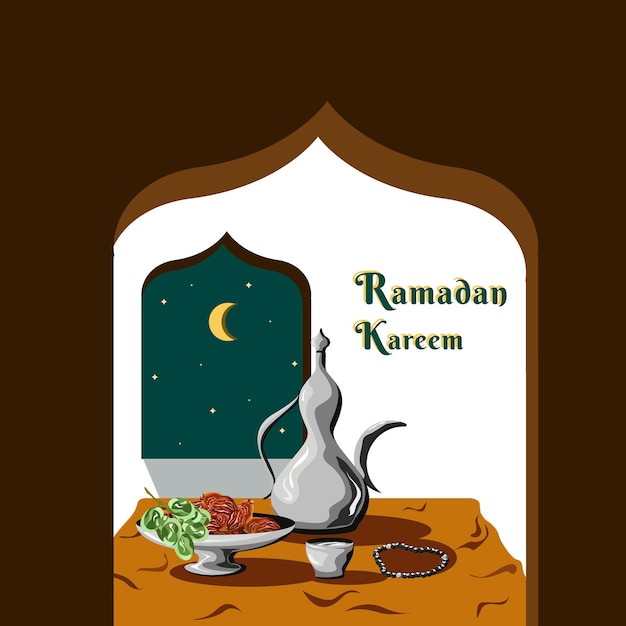 Ilustración Ramadán Kareem para tema islámico